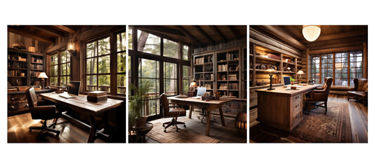 natural rustic home office interior design
