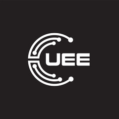 UEE letter technology logo design on black background. UEE creative initials letter IT logo concept. UEE setting shape design
