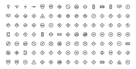 Fototapeta premium Road Signs and Symbols icon. vector illustration. editable stroke. suitable for ui ux web apps. 