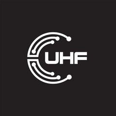 UHFletter technology logo design on black background. UHFcreative initials letter IT logo concept. UHFsetting shape design
