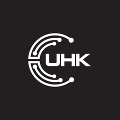 UHKletter technology logo design on black background. UHKcreative initials letter IT logo concept. UHKsetting shape design
