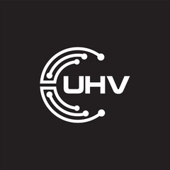 UHVletter technology logo design on black background. UHVcreative initials letter IT logo concept. UHVsetting shape design

