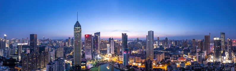 Fototapeta na wymiar ..Aerial photography of the night view of urban architectural landscapes in Wuhan, China..