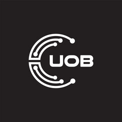 UOBletter technology logo design on black background. UOBcreative initials letter IT logo concept. UOBsetting shape design
