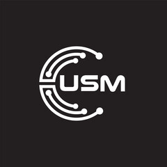 USMletter technology logo design on black background. USMcreative initials letter IT logo concept. USMsetting shape design
