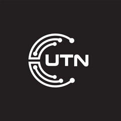 UTNletter technology logo design on black background. UTNcreative initials letter IT logo concept. UTNsetting shape design
