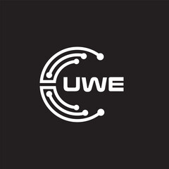 UWEletter technology logo design on black background. UWEcreative initials letter IT logo concept. UWEsetting shape design
