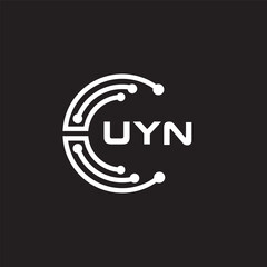 UYNletter technology logo design on black background. UYNcreative initials letter IT logo concept. UYNsetting shape design

