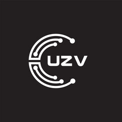 UZVletter technology logo design on black background. UZVcreative initials letter IT logo concept. UZVsetting shape design
