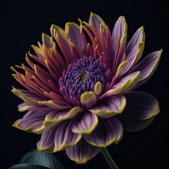 Fototapeta premium purple and yellow flower with a dark background