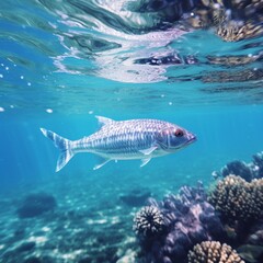 Sea fish swimming in the water. Beautiful illustration picture. Generative AI