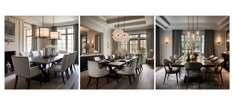 blend transitional dining room interior design - Powered by Adobe