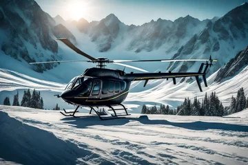 Fototapeten Helicopter over the mountains generated by AI tool © Muhammad