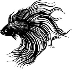 Beta Fish | Black and White Vector illustration