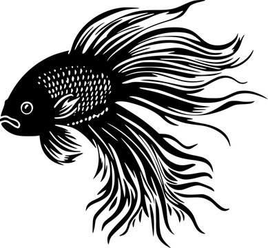 Beta Fish | Black and White Vector illustration