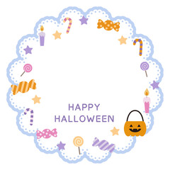 かわいいハロウィンのレース風フレーム　　 秋、ベクター、10月、パンプキン、ハロウィーン