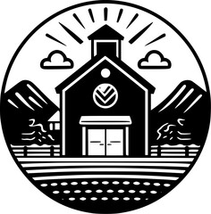 Fototapeta premium Farmhouse | Black and White Vector illustration