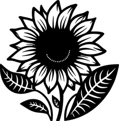 Flower - Black and White Isolated Icon - Vector illustration