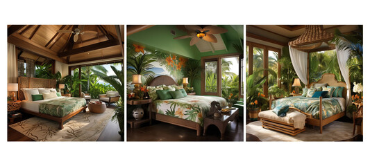 Fototapeta premium modern tropical bedroom interior design