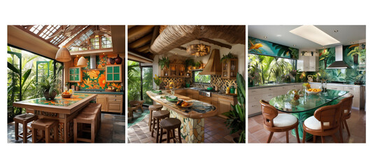 Fototapeta na wymiar modern tropical kitchen interior design