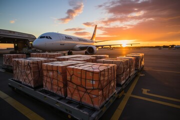 Air freight forwarding industry. Beautiful illustration picture. Generative AI