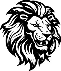 Obraz premium Lion | Black and White Vector illustration