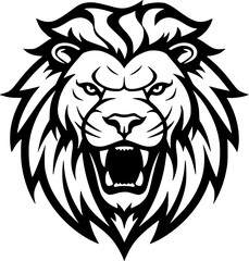 Obraz premium Lion | Black and White Vector illustration