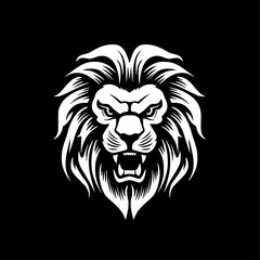 Lion - Black and White Isolated Icon - Vector illustration