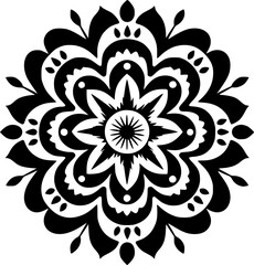 Mandala - Black and White Isolated Icon - Vector illustration