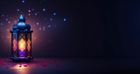 Islamic greeting Eid Mubarak cards for Muslim Holiday. Arabic Ramadan Lantern .Decoration lamp, Generative AI