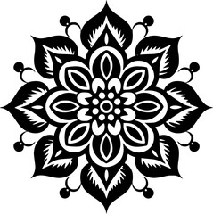 Mandala - Black and White Isolated Icon - Vector illustration