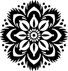 Mandala - Black and White Isolated Icon - Vector illustration