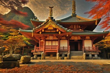 Obraz premium pagoda with a steeple and a steeple on the top