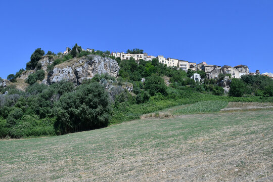 Panoramic view of Buccino, a medieval village in Salerno province, Italy.