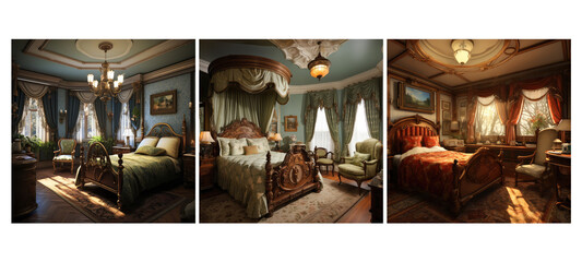 Fototapeta na wymiar decoration victorian guest room interior design