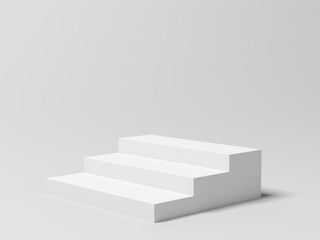 Product display. Display plinths. Stand. White color. 3d illustration.