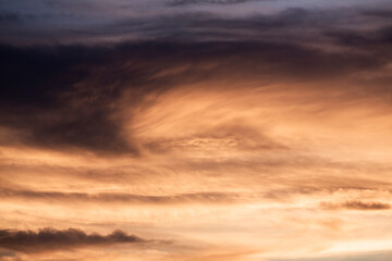 Golden sunset in the clouds