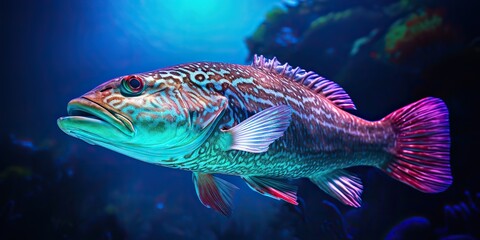 Fototapeta premium AI Generated. AI Generative. Realistic photo illustration of atlantic cod fish. Fishing underwater wild nautical world. Graphic Art