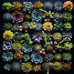 Photo of succulents arranged on a black background