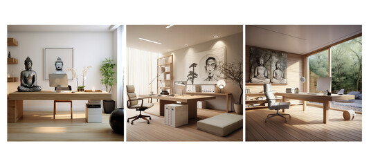 modern zen minimalism home office interior design