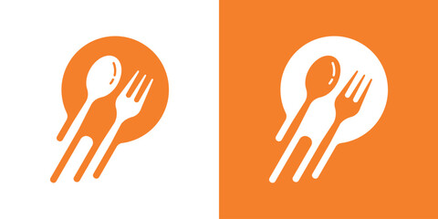 Fork spoon logo design element combined with speed for fast food logo