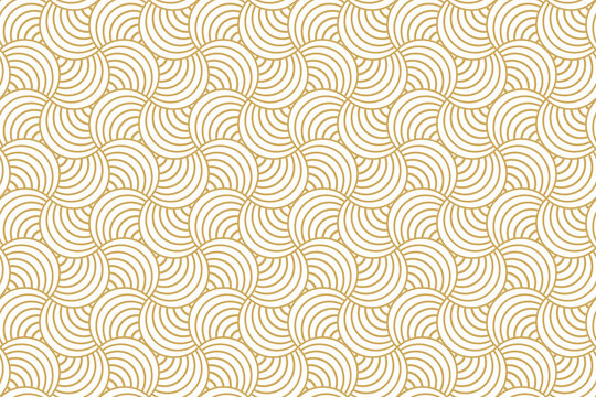 Seamless gold circle stripe line and fan shape pattern, png with transparent background.