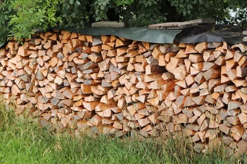 Fotobehang Brandhout textuur stacked dry firewood as a background