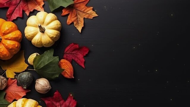 Thanksgiving day. composition of pumpkins and autumn vegetables and fruits.