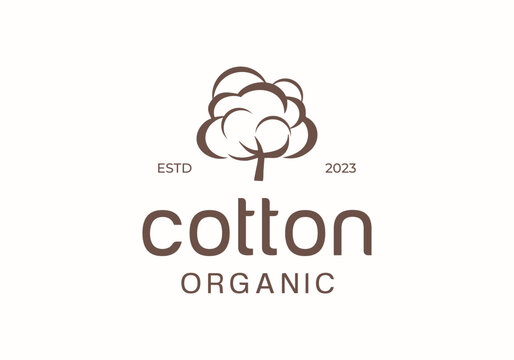 cotton flower silhouette logo design illustration