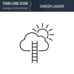 Career Ladder Icon - Thin Line Business Symbol. Perfect for Web Design. High-Quality Outline Vector Concept. Premium, Minimalist, Elegant Logo.