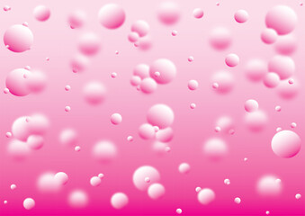 Defocused pink background with bubbles. Magic patterned airy purple vector illustration wallpaper with drops, with white pink bubbles.