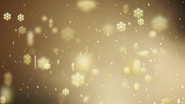 Christmas glowing background with abstract snowflake sparkling particles lights glitter decorated for copyspace text or digital card greeting message. beautiful bokeh holiday festival.