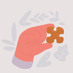 Vector illustration of Hands holding puzzle pieces.Hands holding puzzle pieces. Vector illustration of an image of mutual support.