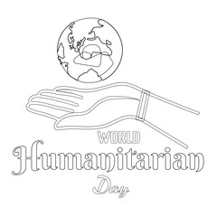 World Humanitarian Day Line Art is observed each year on August 19th worldwide. Vector illustration Design